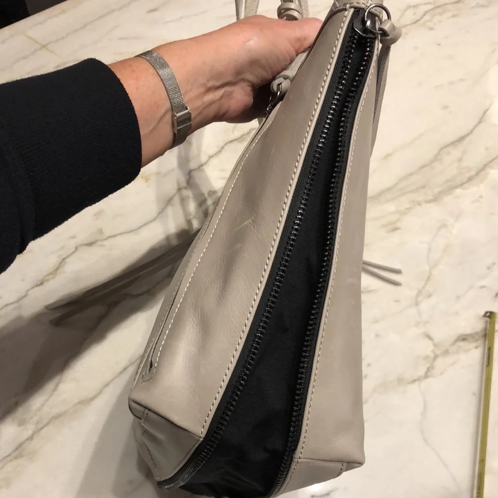 Joe’s Jeans NEW genuine leather tote bag, expandable, zip top